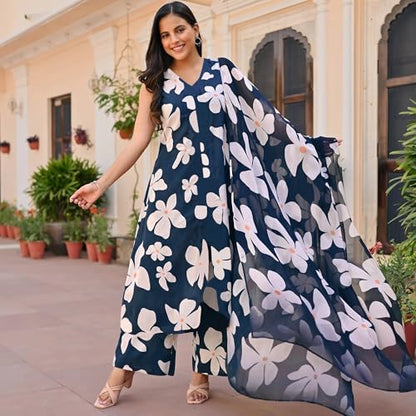 ANNI DESIGNER Women's Rayon Casual Style Kurta With Pant & Dupatta