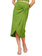 OOMPH! Stertchable Ribbed Wraparound Lycra Skirt for Women Green - msk093