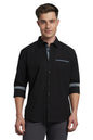 Dennis Lingo Men Solid 100% Cotton Regular Fit Full Sleeves Spread Collar Shirts Black