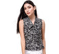 OOMPH! Womens Crepe Printed top with Tie Neck and Sleeveless