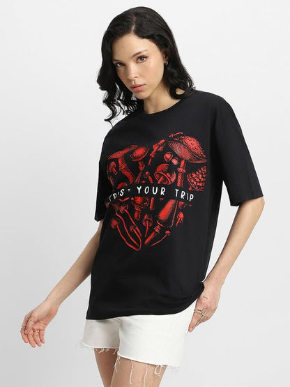 Juneberry Pure 100% Cotton Oversized Loose Baggy Fit Drop Shoulder Latest Aesthetic & Cool Graphic Prinred Half Sleeve T-Shirts