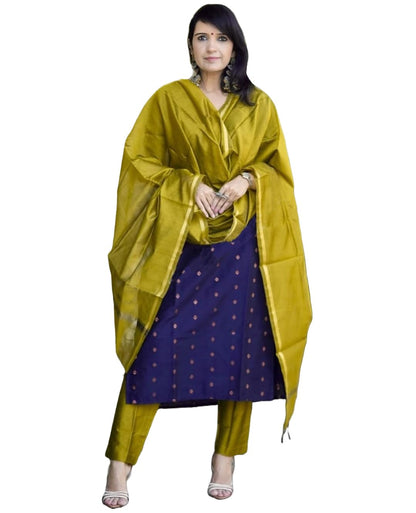Gosriki WomenS Rayon Viscose Printed Straight Kurta With Pant & Dupatta (Sdf Blue-Gs_L_Blue_Large)
