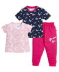 BUMZEE Navy & Peach Girls Half Sleeves T-Shirt Pyjama Combo Set Pack of 3 Age - 6-12 Months (Peb8004C-nbl.PCH)