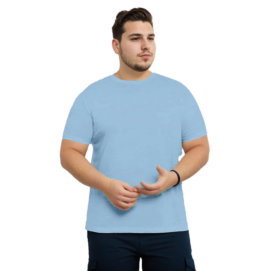 Nobero MenS Regular Fit T-Shirt (1M-Twts-R0041_Powder Blue