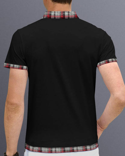 Eyebogler Polo Neck Half Sleeve Printed Casual Tshirt For Men Black Cement Grey