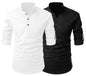 Finivo Fashion Combo Of MenS Cotton Blend Solid Full Sleeve Short Kurta White - Black