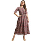 Preneum WomenS Georgette Floral Printed 3/4 Slevees A-Line Fit & Flare Gown With Beltindo-Western Ethnic Gown || A-Line Maxi Dr