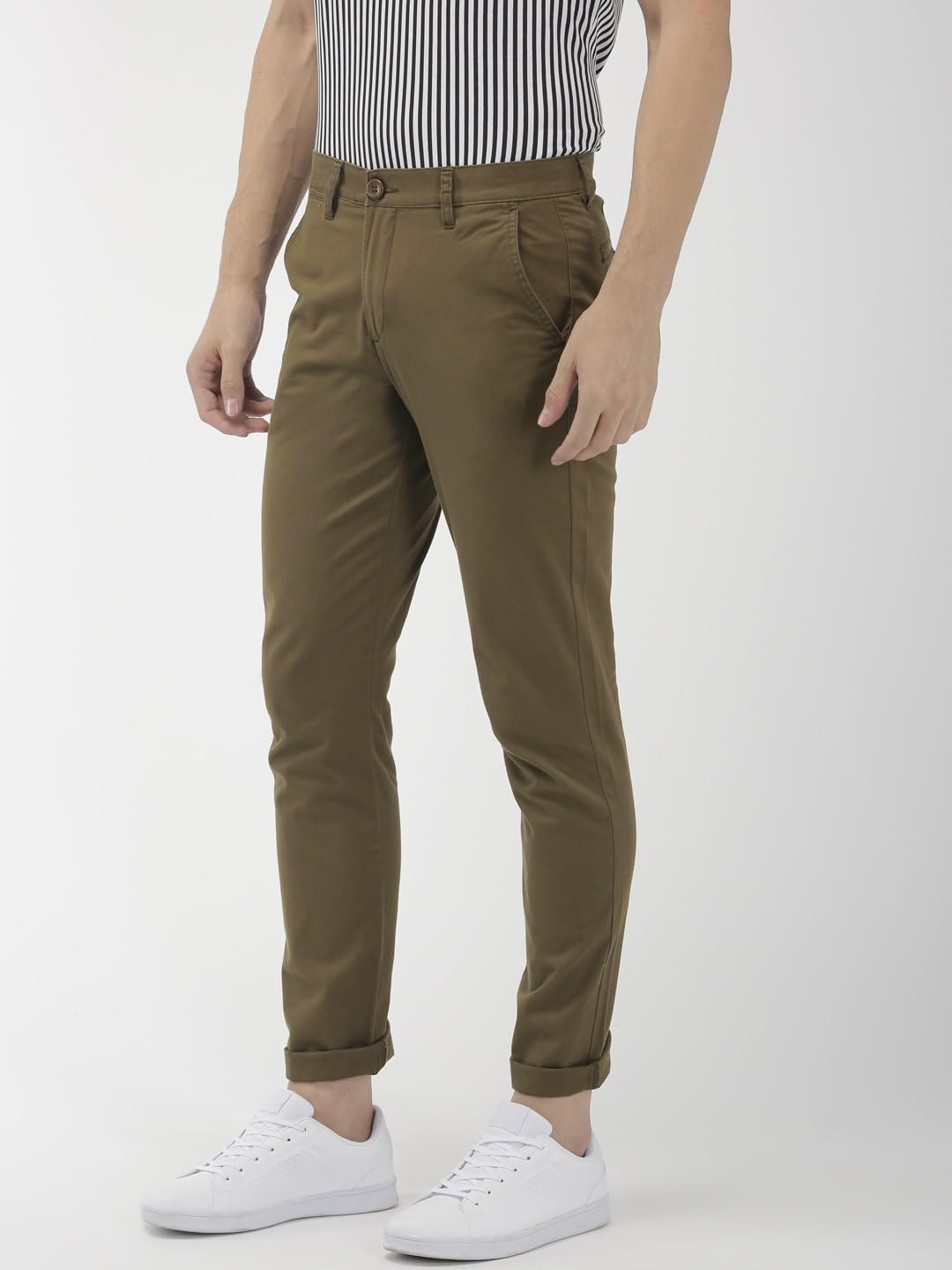 The Indian Garage Co Men Slim Fit Solid Mid-Rise Stretchable Chinos Cloud Grey