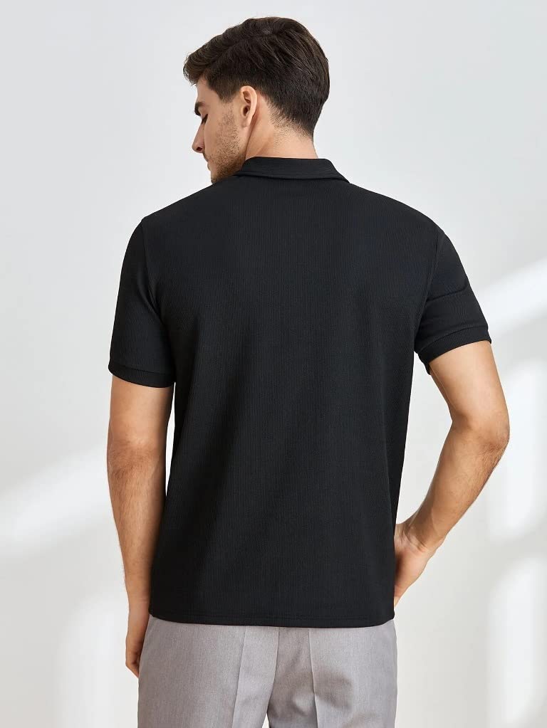 OM SAI LATEST CREATION Mens Polo-Neck with Zip Closure Type T-Shirt || Half Sleeves Casual T-Shirt for Men || Ragular Wear Clas