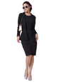 Selvia Western Dress for Women|Solid Lycra Western Dress for Women|Round Neck Shrug with Bodycon Dress for Women|Two Piece Dress
