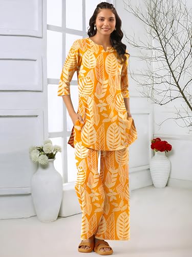 Pinkmint WomenS Pure Cotton Co Ord Set L Printed Stylish Top & Bottom Set L Wide-Leg Pant Loungewear L Day-To-Night Comfort Wea