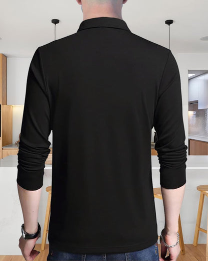 Noble Monk MenS Polo Neck Full Sleeves Solid T-Shirt