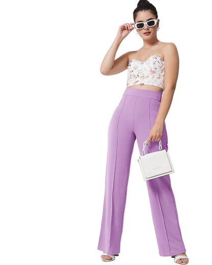 Noble Monk Women Regular Fit Casual Pant| High Waist Trouser | Wide Leg Baggy Korean Trousers For Women