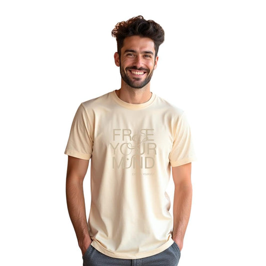 Nobero MenS Solid Regular Fit T-Shirt (1M-Twts-C0682_Sand