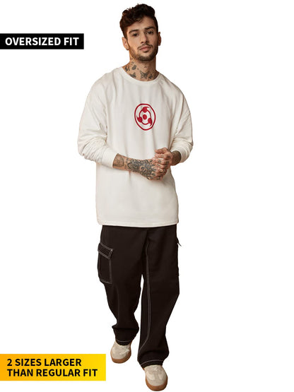 The Souled Store| Official Naruto: Uchiha Clan Mens and Boys T-Shirts|Full Sleeve|Oversized fit Graphic Printed|100% Cotton Nude