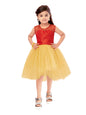 Aarika Girl's Net Fit and Flare Knee-Length Dress (SP-FK-3005_Red-Fawn