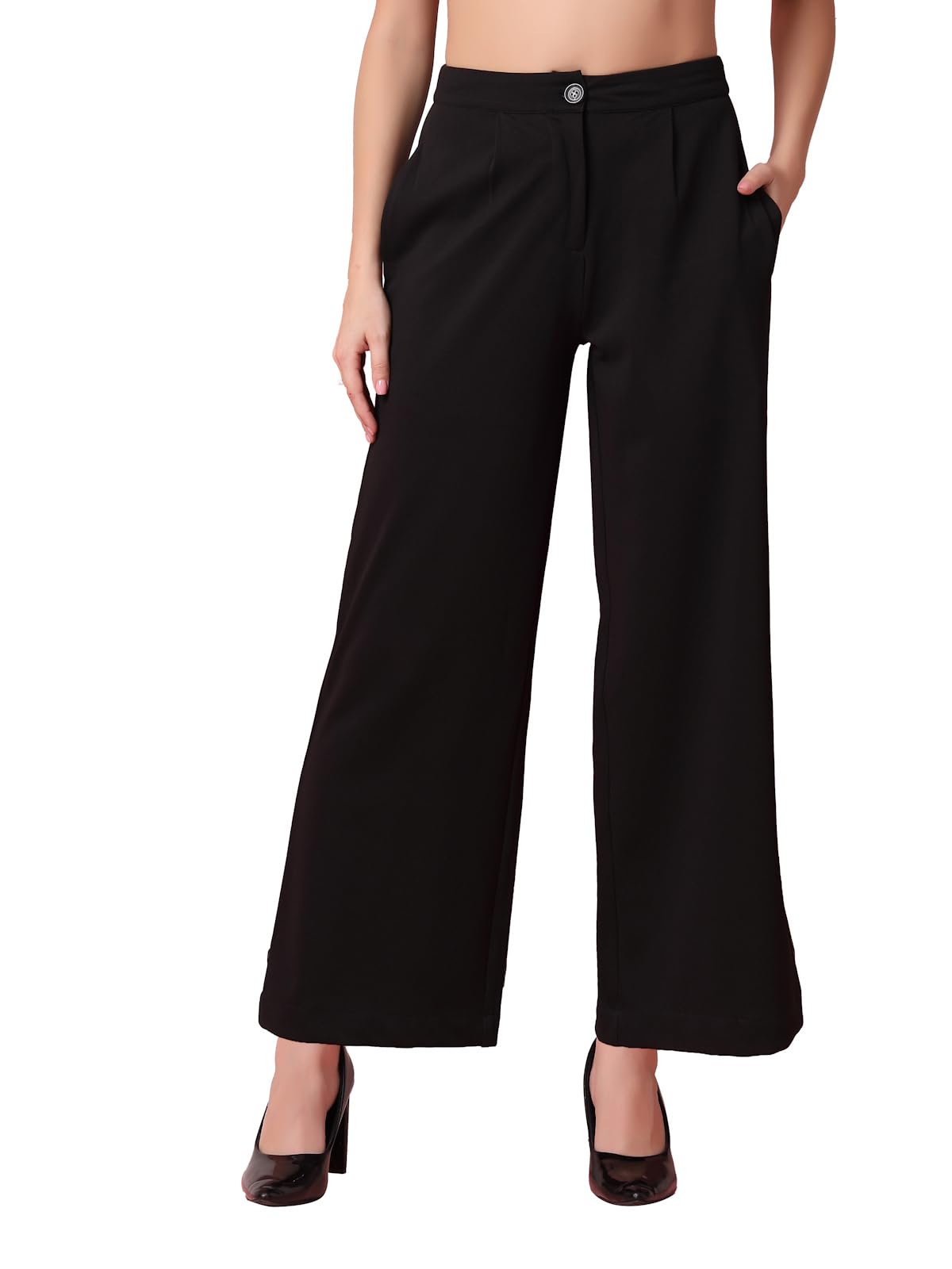 OOMPH! Womens Straight Fit Mid Rise Korean Trousers|Trouser Pants for Women|Elegant Workwear for Office, College & Events|Trous
