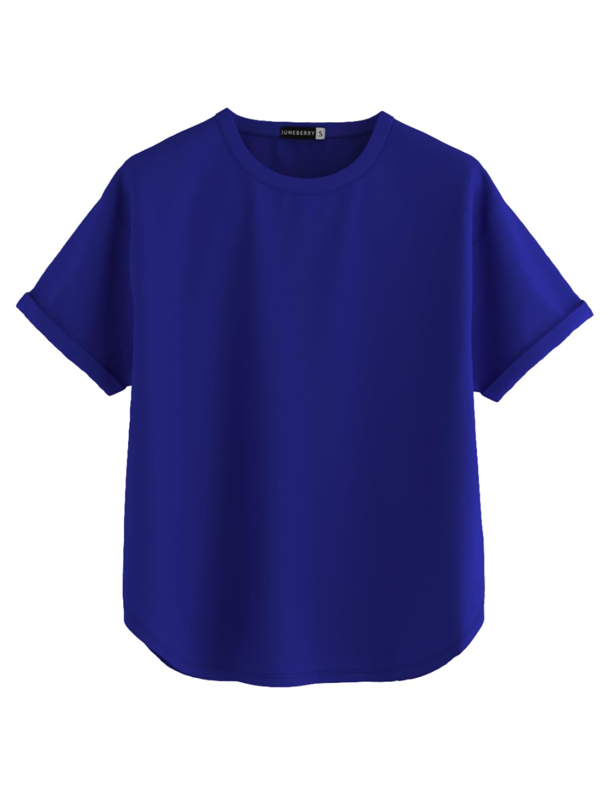 Juneberry Pure 100% Cotton Oversized Loose Baggy Fit Round Neck With Drop Shoulder Black & Cork & Royal Blue Half Sleeves Boyfri