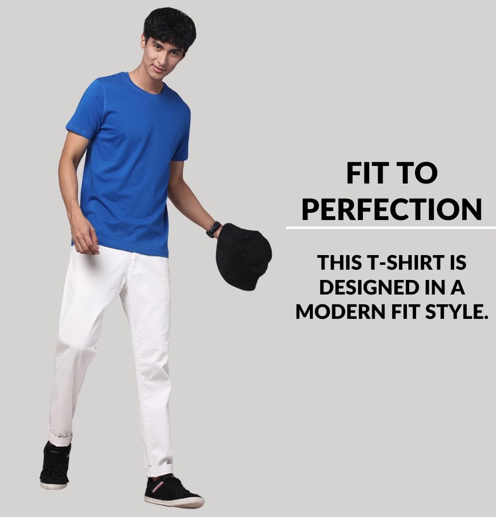 ADRO Men's Solid Regular Fit T-Shirt (RCM2-PLN)