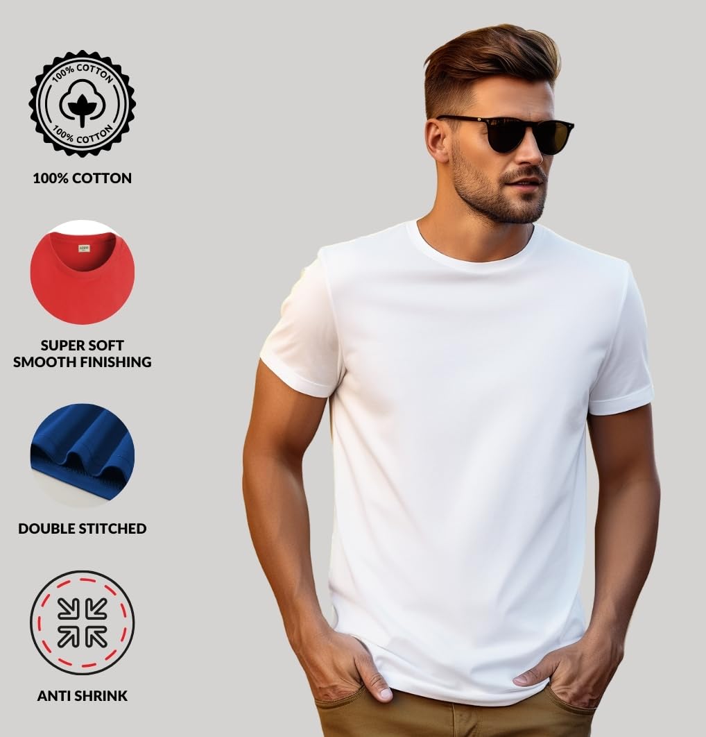ADRO Men's Solid Regular Fit T-Shirt (RCM2-PLN)