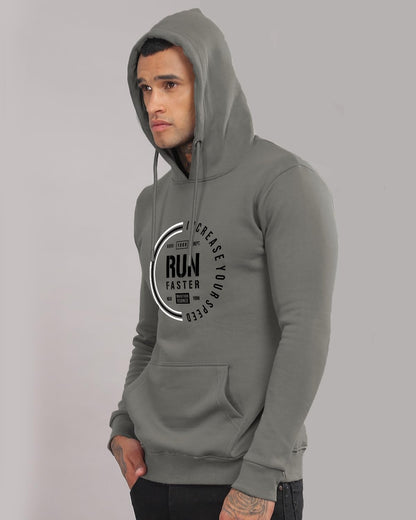 ADRO Men's Cotton Neck Hooded Sweatshirt (H24-FAST-SG_Steel Grey