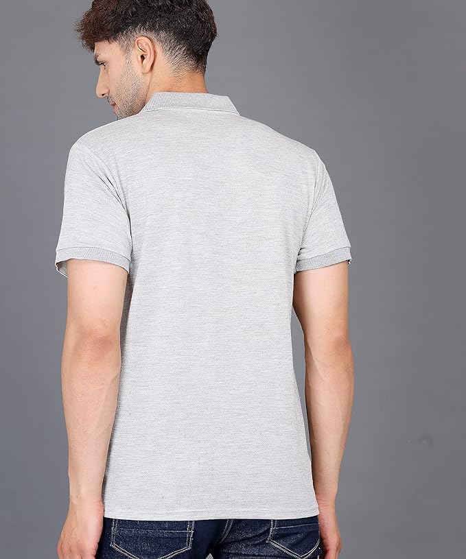 Baghadbillo MenS Regular Fit Solid Polo Half Sleeve T-Shirt Grey