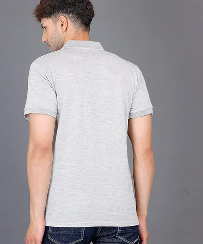 Baghadbillo MenS Regular Fit Solid Polo Half Sleeve T-Shirt Grey