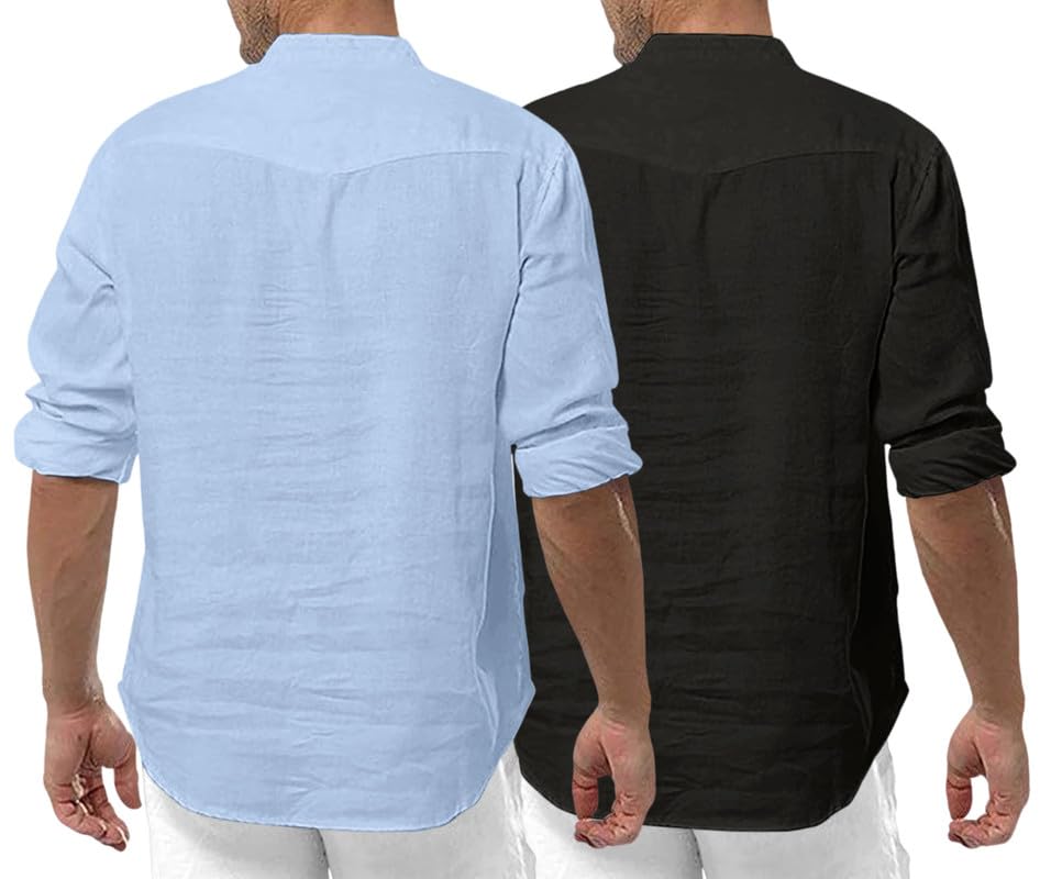 Royalscout MenS Cotton Polyester Blend Solid Regular Fit Full Sleeve Short Kurta | Ethnic, Lightweight Summer Kurta For Daily &
