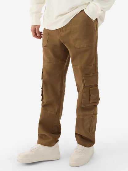 The Souled Store Solids: Rustic Men and Boys Straight Fit Cargo Pants Brown Jeans for Men Regular Fit Mens Trousers Casual Style