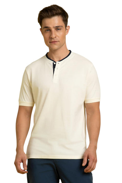 Dennis Lingo Men Cotton Off White Regular Fit Solid T-Shirts