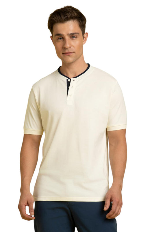 Dennis Lingo Men Cotton Off White Regular Fit Solid T-Shirts
