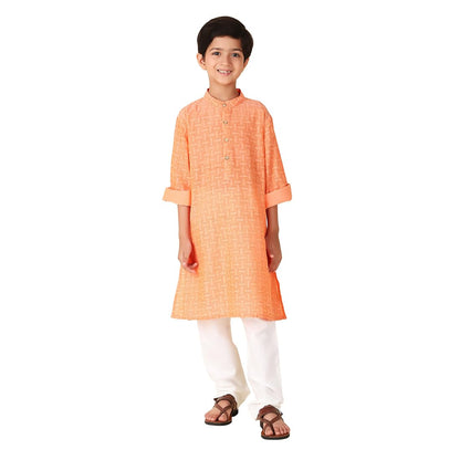 Fabindia BoyS Cotton Printed Regular Kurta (1030887Orange_Orange
