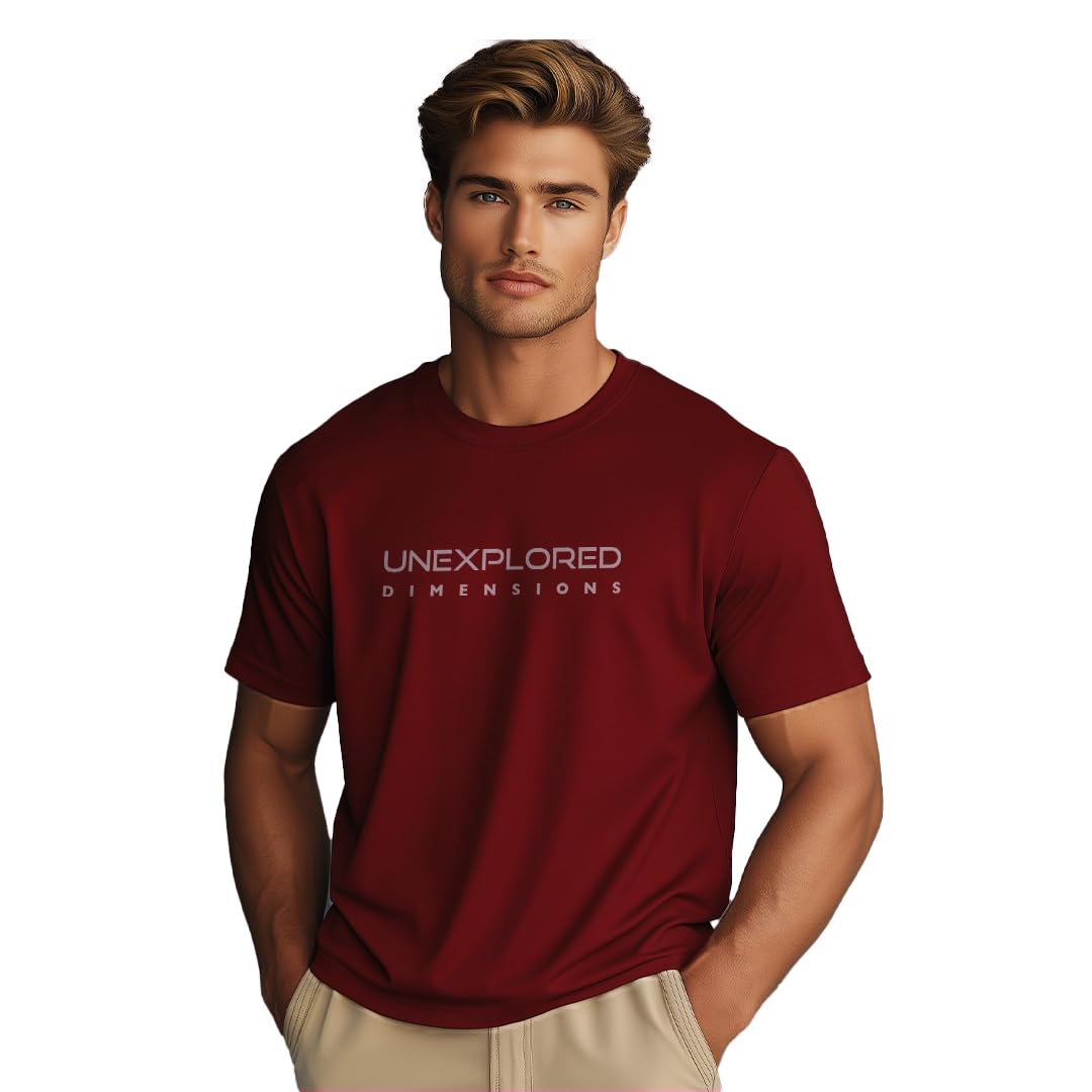 Nobero MenS Typography Regular Fit T-Shirt (1M-Twts-C0818-Sa_Wine Red