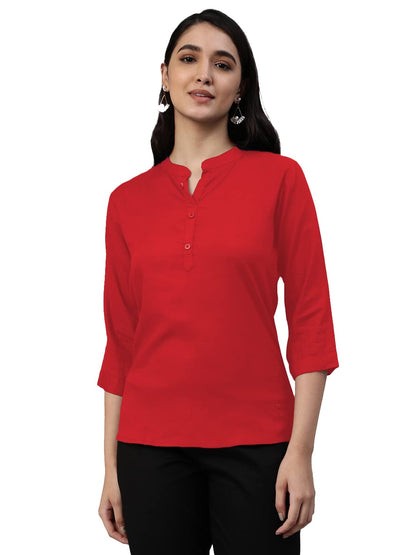 Lyra 430 Pure Rayon Woven Tunic For Women Red