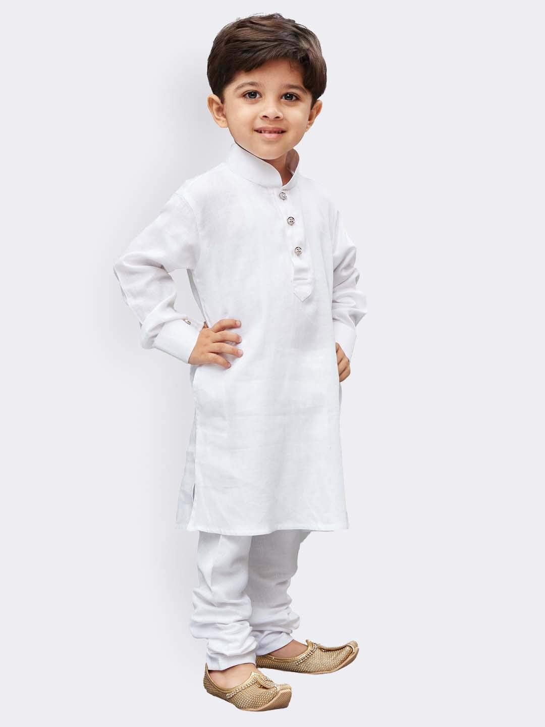 Vastramay Boys Cotton White Kurta Pyjama Set - Classic Ethnic Attire For Timeless Style, Cultural Celebrations & Independence D