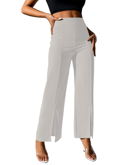 Shasmi White Womens Dress Pants Stretchy Work Slacks Business Casual Office Bootcut Leg Elastic Waist Regular Fit Plazzo Trouse