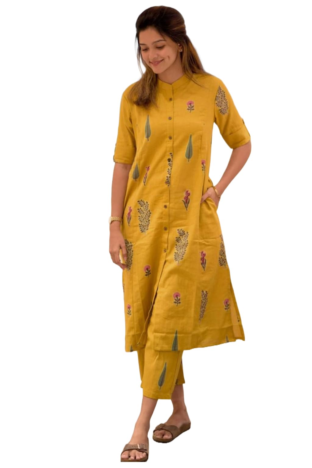 Gosriki WomenS Rayon Viscose Straight Printed Kurta With Pant (Barkat Yellow-Vks01-Gs_5Xl_Yellow_Xxxxx-Large)