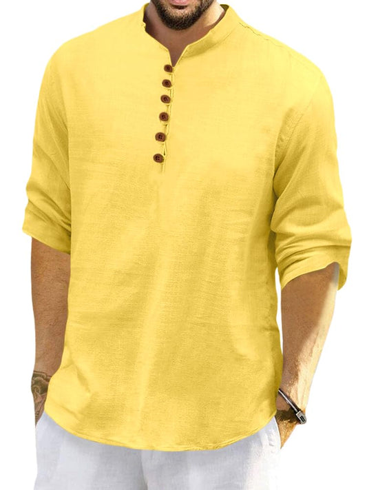 Finivo Fashion MenS Solid Cotton Blend Regular Fit Straight Kurta, Pack Of 1 Yellow