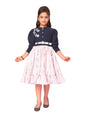 Aarika Girl's Georgette Fit and Flare Knee-Length Dress (New_MD-42292- Pink-Navy Blue