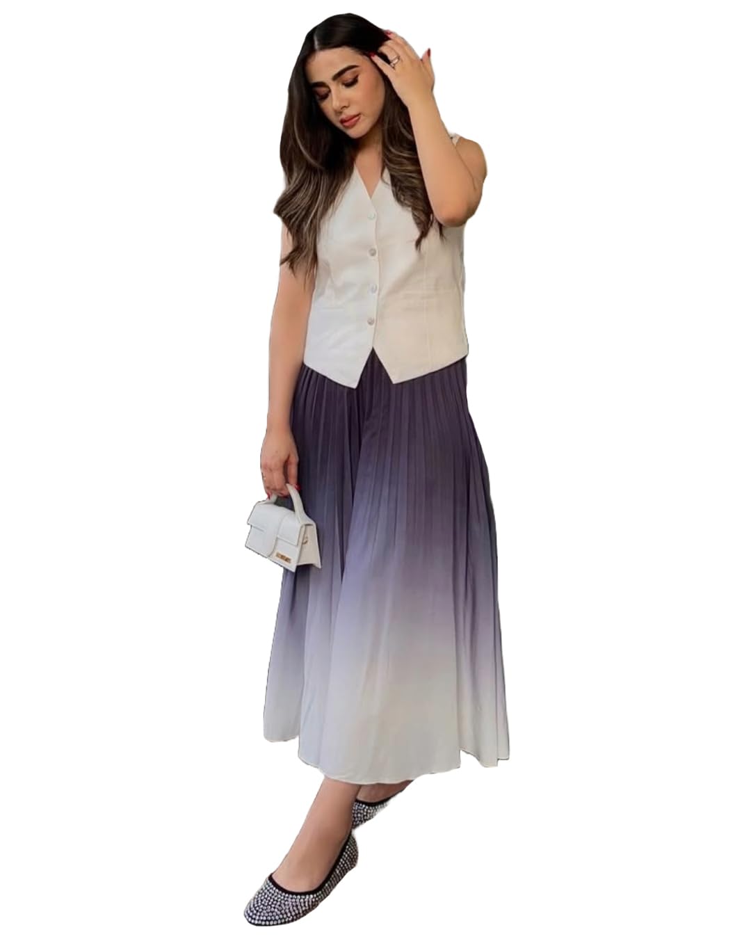 ANNI DESIGNER Casual Dress Set for Women || Fashion and Elegant Skirt | Fashion Comfortable Elastic Waist for Women/Girls || Ski