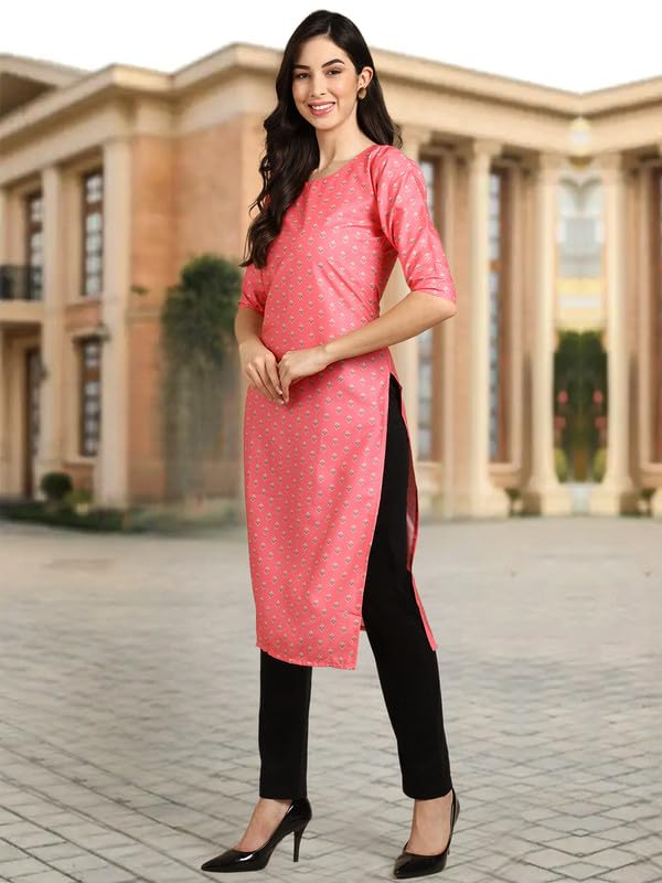 Pinkmint Crepe Digital Printed Kurti For Womens Straight Kurti For Women (Pack Of 5)