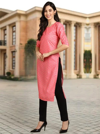 Pinkmint Crepe Digital Printed Kurti For Womens Straight Kurti For Women (Pack Of 5)