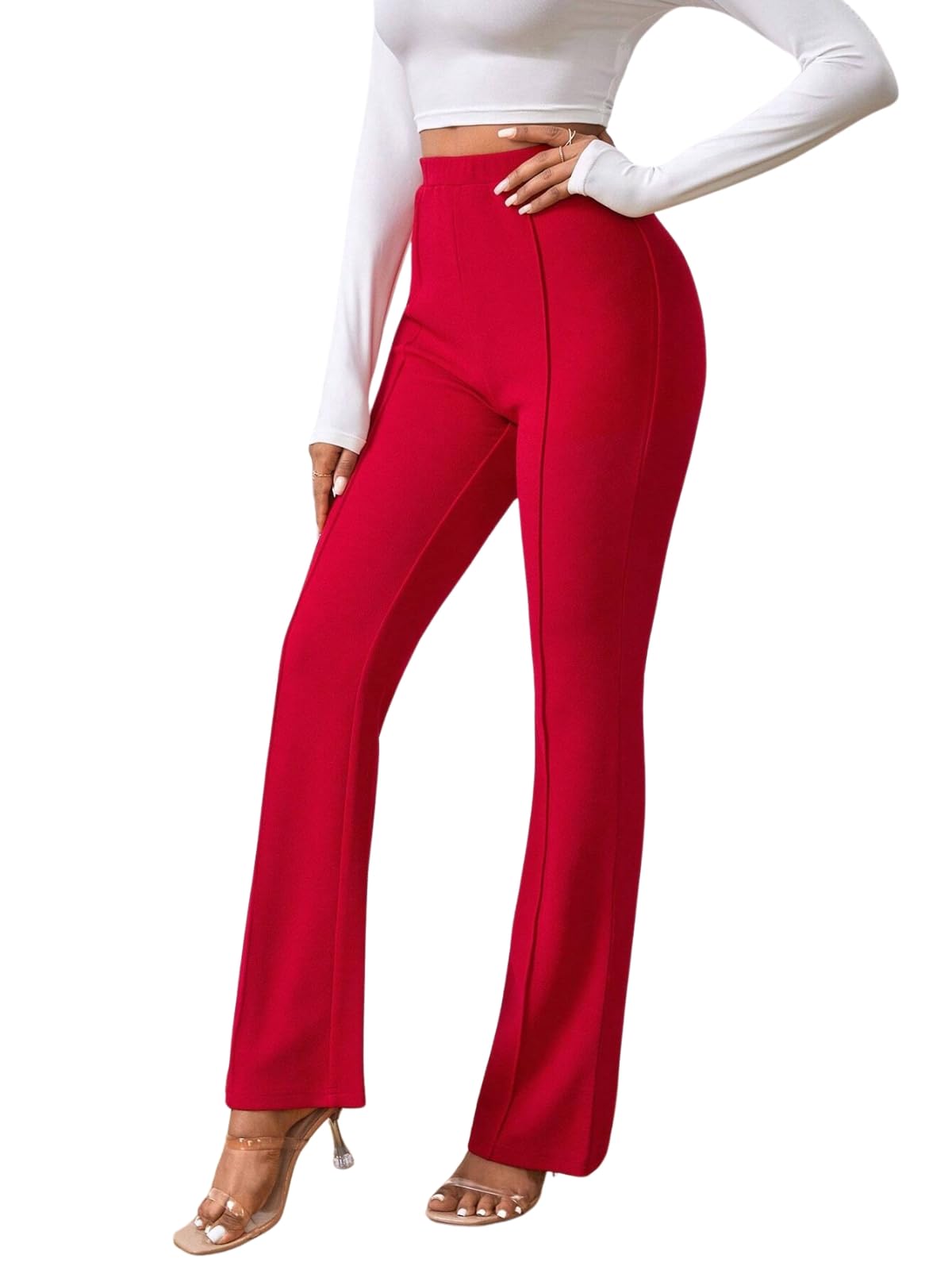 OM SAI LATEST CREATION Womens Yoga Dress Pants Stretchy Work Slacks Business Casual Office Straight Leg/Bootcut Elastic Waist w