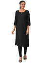 Black Rayon Kurta With Lace Detail