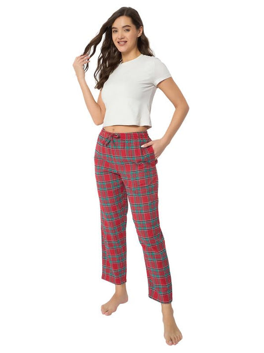 Clovia Womens Classic Checkered Pyjama- Cotswool (LB0200A04_Red_S)