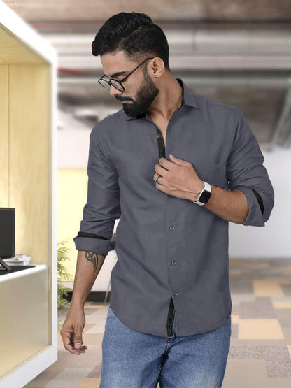 Tee Projekt Shirt for Men Cotton Spread Collar Button Down Long Sleeve Shirt Home, Regular, Home (Pack of 1)