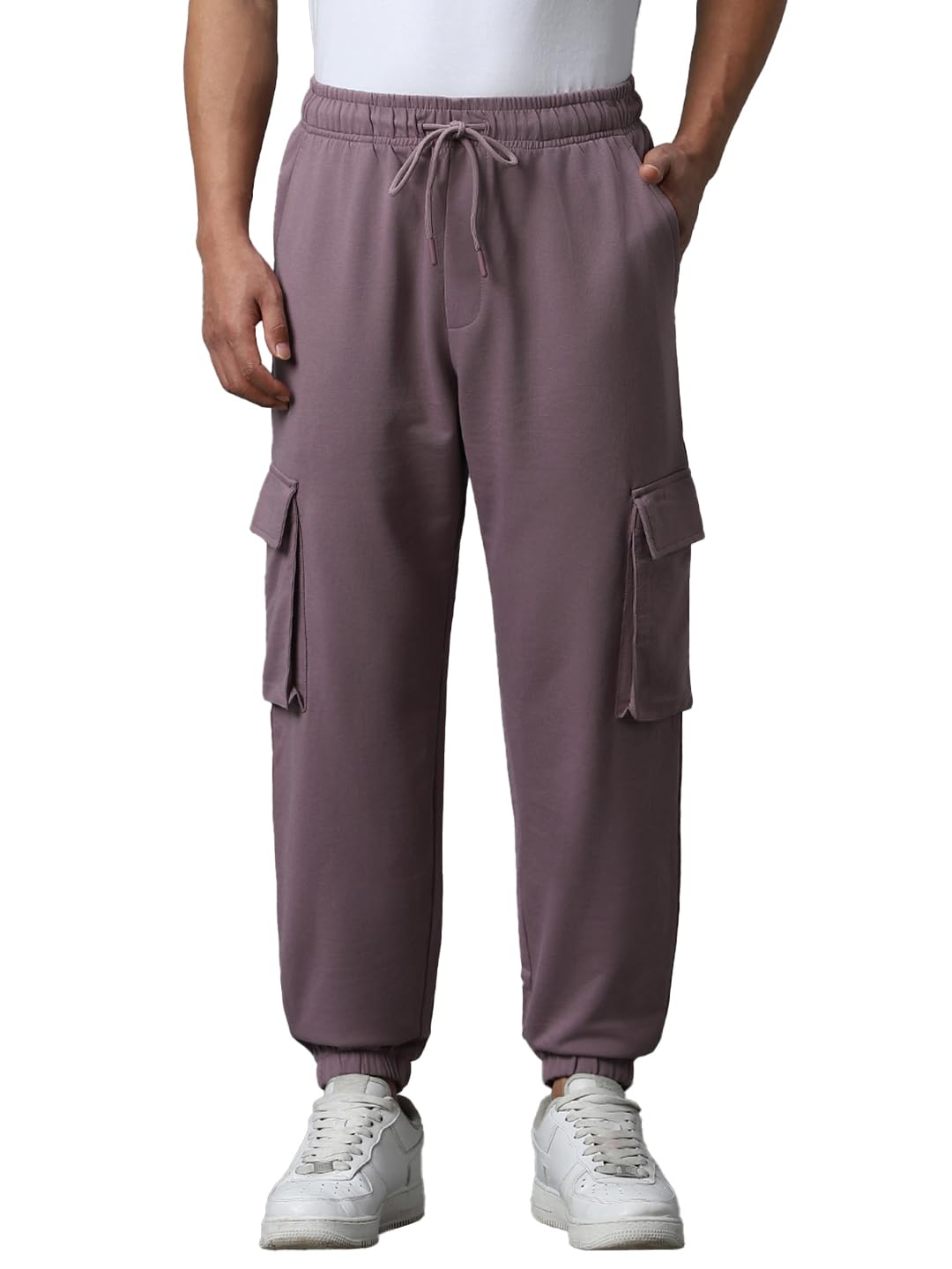Bewakoof Air 1.0 Mens Solid Oversized Joggers_604204_Purple_L, Mid Rise