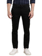 Turtle Men Black Ultra Slim Fit Solid Flat Front Cotton Stretch Casual Trouser