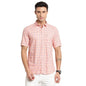 Turtle Men 100% Cotton Peach Checkered Slim Fit Full Sleeve Casual Shirt