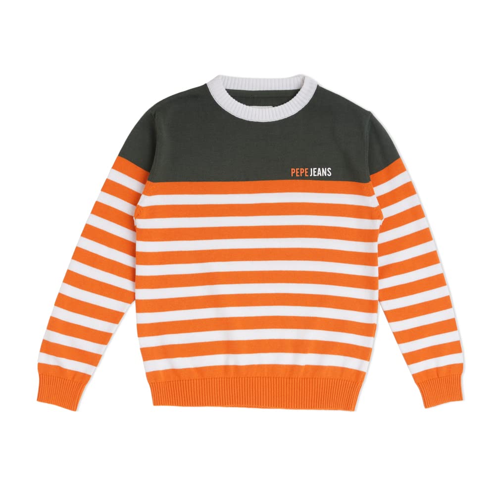 Pepe Jeans BoyS Cotton Crew Neck Sweater (Pb701167_Br. Orange_8)
